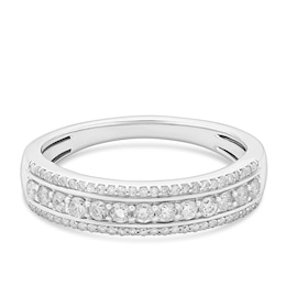 9ct White Gold Triple Row Eternity 0.33ct Diamond Ring