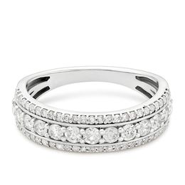 9ct White Gold Triple Row Eternity 0.66ct Diamond Ring