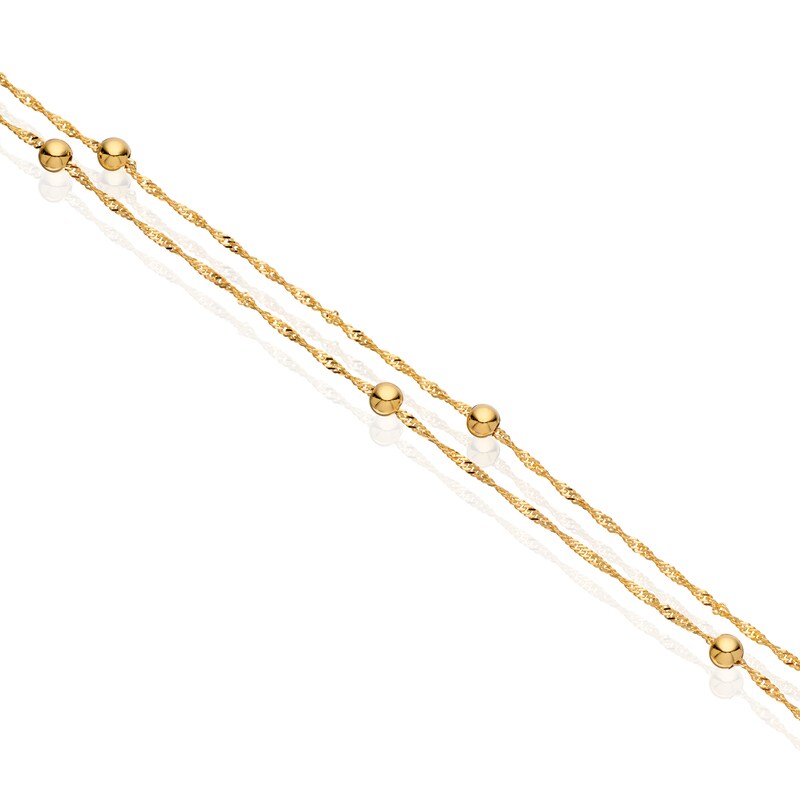 9ct Yellow Gold Ball Station Double Singapore Chain Necklace