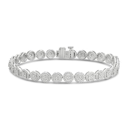Sterling Silver Halo Link 0.10ct Diamond Bracelet