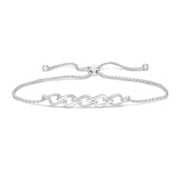 Sterling Silver Twist Bolo Diamond Bracelet