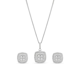 Sterling Silver Cushion Halo 0.20ct Diamond Set