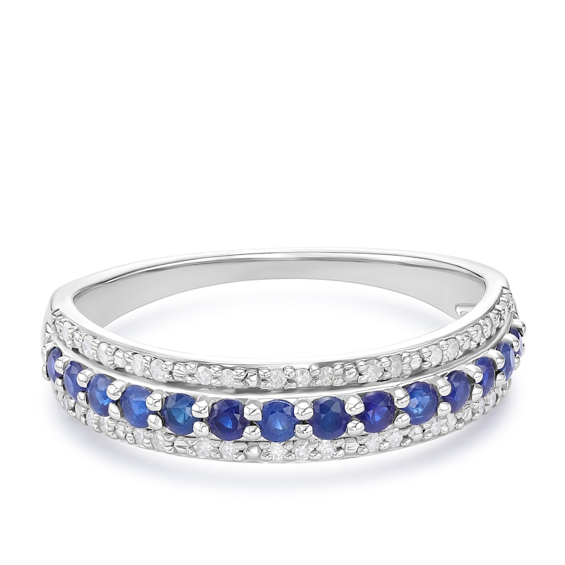 Main Image 1 of Sterling Silver Sapphire Triple Row Eternity 0.10ct Diamond Ring