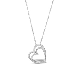 Sterling Silver Heart Pendant Diamond Necklace