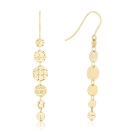 9ct Yellow Gold Disc Chain Drop Earrings