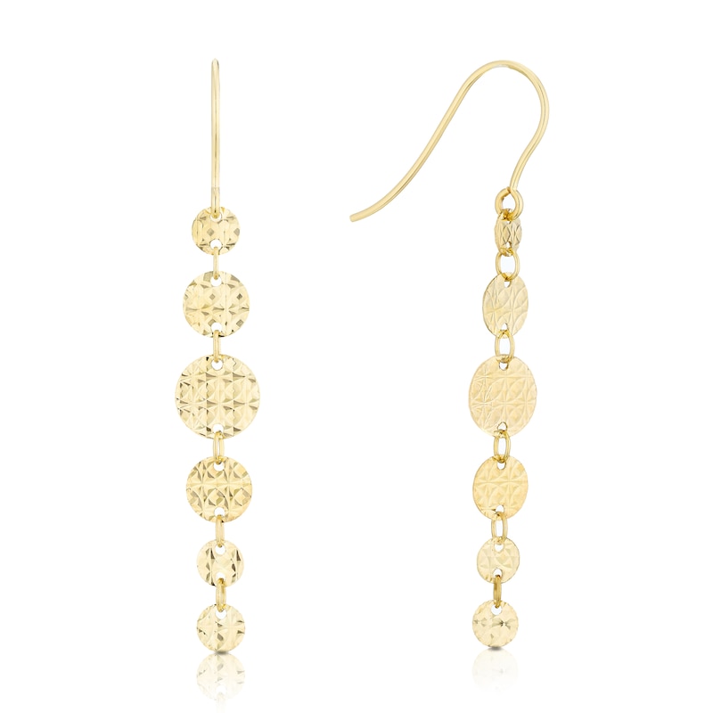 9ct Yellow Gold Disc Chain Drop Earrings