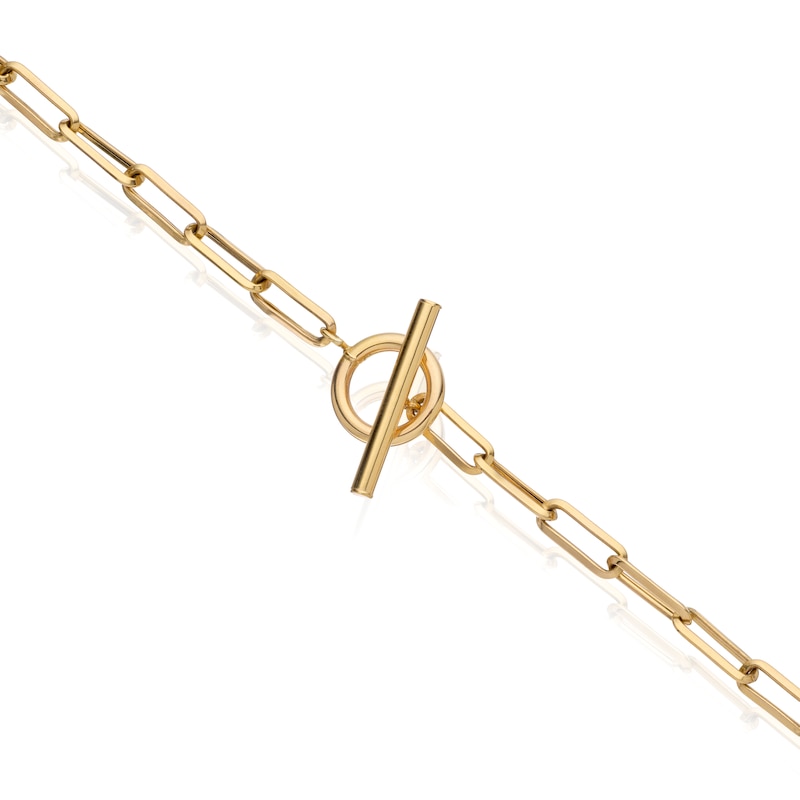 Main Image 1 of 9ct Yellow Gold  T-Bar Paperlink Chain Necklet