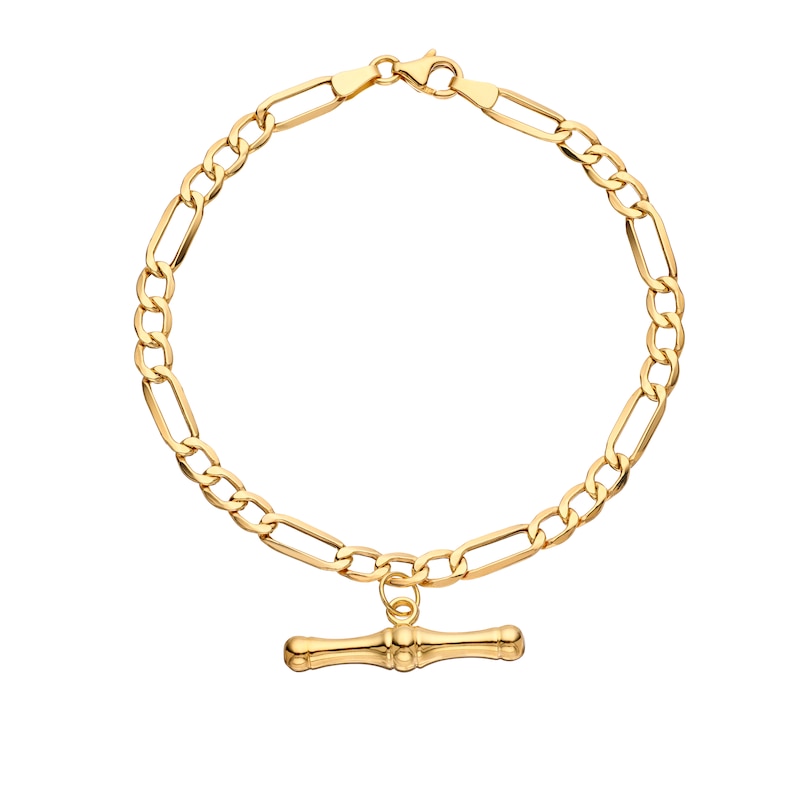 Main Image 1 of 9ct Yellow Gold  T-Bar Figaro Chain Bracelet