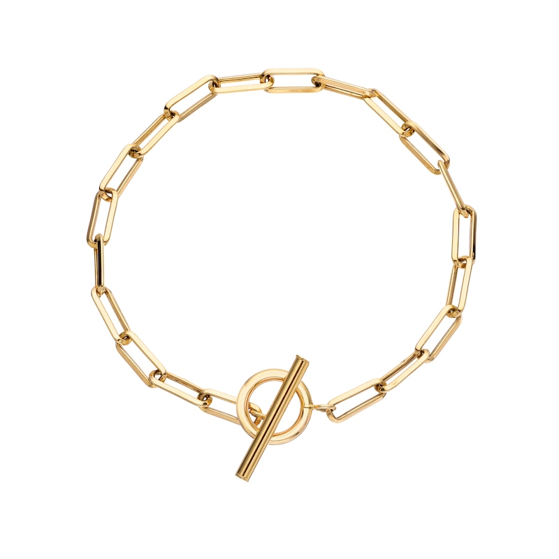 Main Image 1 of 9ct Yellow Gold  T-Bar Paperlink Chain Bracelet