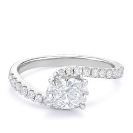 Sterling Silver Oval Solitaire Twist 1ct Lab Grown Diamond Ring