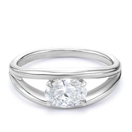 Sterling Silver Oval Solitaire Split Band 0.75ct Lab Grown Diamond Ring