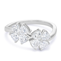 Sterling Silver Double Flower 1.12ct Lab Grown Diamond Ring