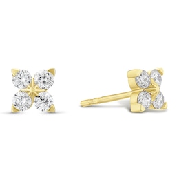 Sterling Silver Flower Stud 0.50ct Lab Grown Diamond Earrings
