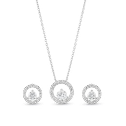 Sterling Silver Halo 1ct Lab Grown Diamond Set