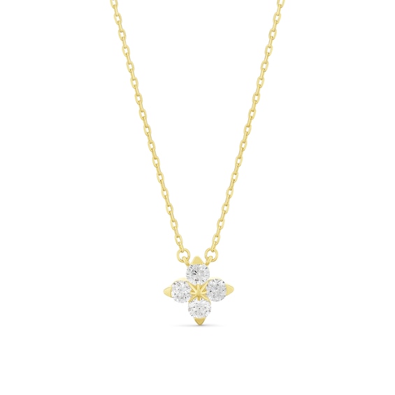 Sterling Silver 18ct Yellow Gold Vermeil 0.50ct Lab Grown Diamond Flower Pendant Necklace