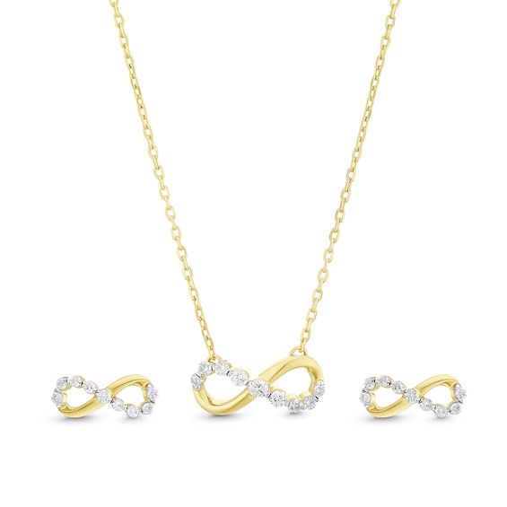 Sterling Silver 18ct Yellow Gold Vermeil 0.30ct Lab Grown Diamond Infinity Jewellery Set