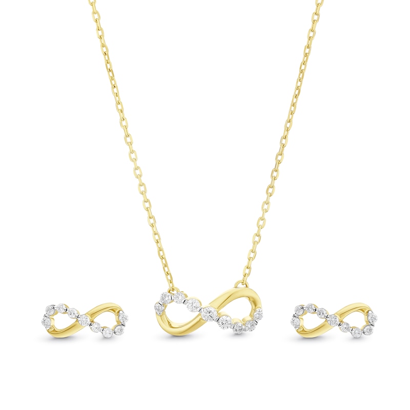 Main Image 1 of Sterling Silver 18ct Yellow Gold Vermeil 0.30ct Lab Grown Diamond Infinity Jewellery Set