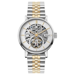Ingersoll 1892 The Charles white Skeleton Dial Two Tone Stainless Steel Bracelet Watch