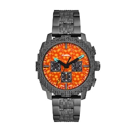 Fossil x Minecraft Limited-Edition The Nether Orange Dial Gunmetal Stainless Steel Chronograph Watch