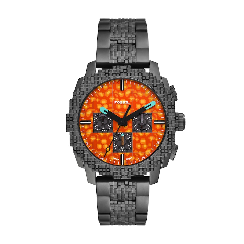 Main Image 1 of Fossil x Minecraft Limited-Edition The Nether Orange Dial Gunmetal Stainless Steel Chronograph Watch