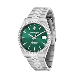 Maserati Competizione Green Dial & Silver-Tone Stainless Steel Bracelet Watch