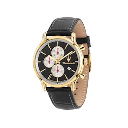 Maserati Epoca Slim Chronograph Grey Dial & Black Leather Strap Watch