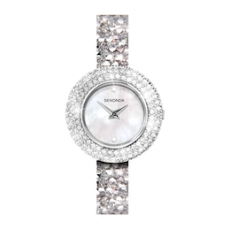 Sekonda Women's White Mother of Pearl Dial Crystal Set Bracelet Watch