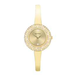 Sekonda Radiance Women's Champagne Dial Gold-Tone Semi-Bangle Watch