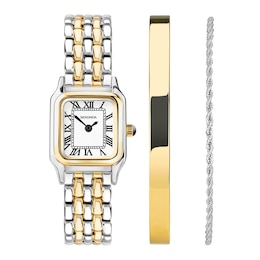Sekonda Monica Women's White Dial Two-Tone Watch, Bangle & Bracelet Gift Set