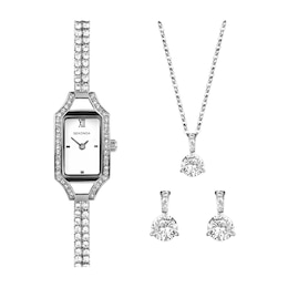 Sekonda Gatsby Women's Silver Dial Crystal Bracelet Watch & Jewellery Gift Set