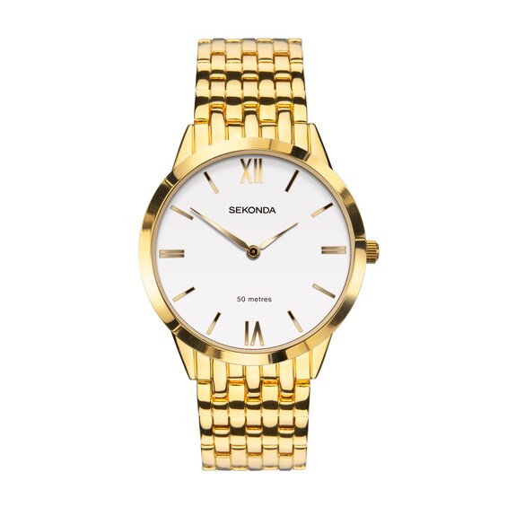 Sekonda Harris Men's White Dial Gold Plated Bracelet Watch