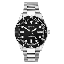 Sekonda Ocean Men's Black Dial Stainless Steel Bracelet Watch