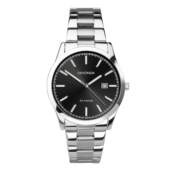 Sekonda Taylor Men's Black Dial Stainless Steel Bracelet Watch