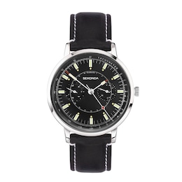Sekonda 1978 Men's Black Dial Black Leather Strap Watch
