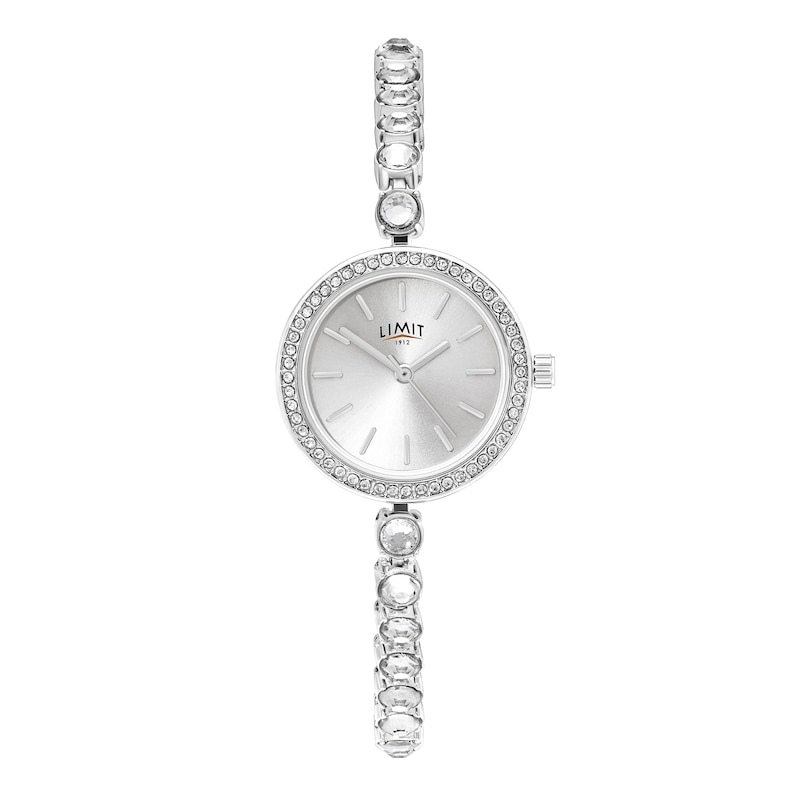 Main Image 1 of Limit Women's Stone Set Silver Dial Silver Tone Bracelet Watch