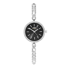 Limit Women's Stone Set Black Dial Silver Tone Bracelet Watch