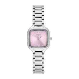 Limit Women's Pink Square Dial Silver Tone Bracelet Watch