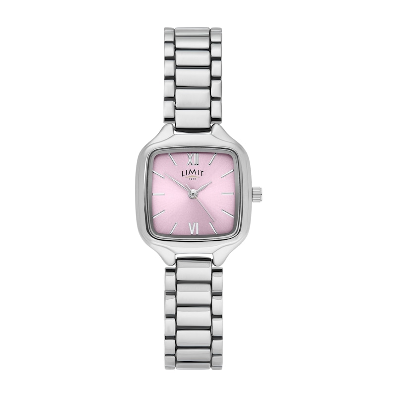 Main Image 1 of Limit Women's Pink Square Dial Silver Tone Bracelet Watch
