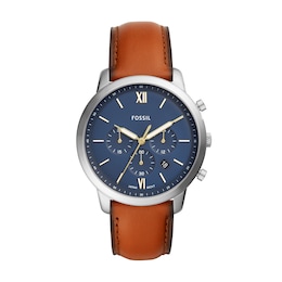 Fossil Neutra Men's Chronograph Blue Dial Brown Leather Strap Watch