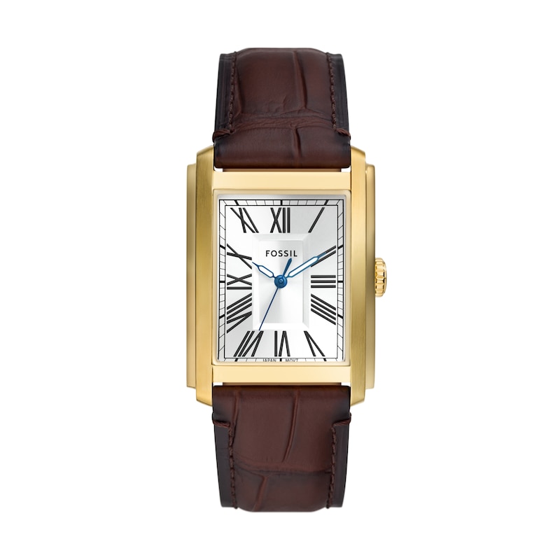 Main Image 1 of Fossil Carraway Men's Silver-Tone Dial Brown Leather Strap Watch