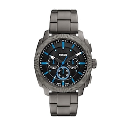 Fossil Machine Men's Black Dial Chronograph Gunmetal Stainless Steel Bracelet Watch
