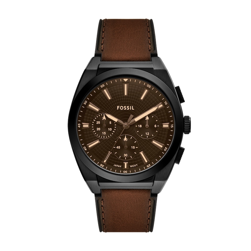 Main Image 1 of Fossil Everett Men's Chronograph Black Dial Brown Leather Strap Watch