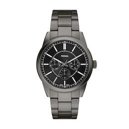 Fossil Pearson Men's Black Dial Multifunction Gunmetal Stainless Steel Bracelet Watch