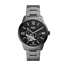 Fossil Townsman Men's Black Dial Automatic Smoke Stainless Steel Bracelet Watch