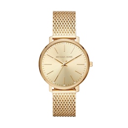 Michael Kors Women's Pyper Three-Hand Gold-Tone Stainless Steel Bracelet Watch