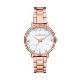 Michael Kors Women's Pyper White Dial Three-Hand Rose Gold-Tone Stainless Steel Bracelet Watch
