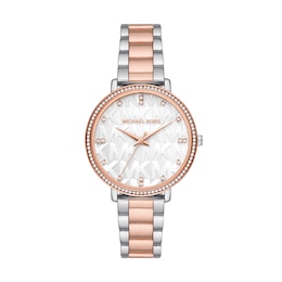 Michael Kors Women's Pyper White Dial Three-Hand Two-Tone Stainless Steel Bracelet Watch