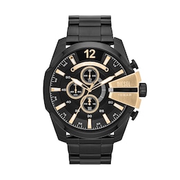 Diesel Mega Chief Men's Black Dial Black Stainless Steel Bracelet Watch