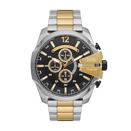 Diesel Mega Chief Men's Black Dial Two-Tone Stainless Steel Bracelet Watch