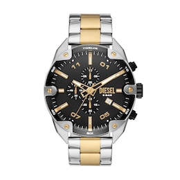 Diesel Spiked Men's Black Dial Two-Tone Stainless Steel Bracelet Watch